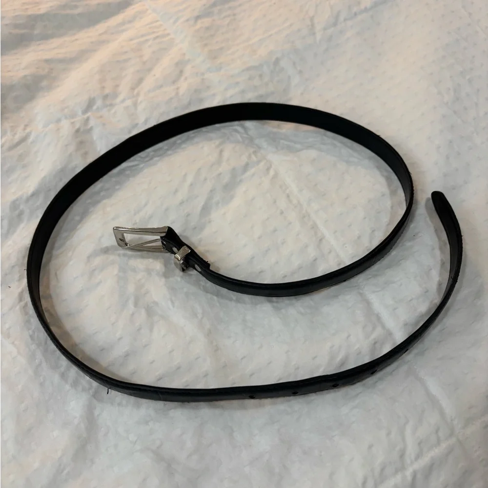 Women's Black Croc-Texture Belt with Silver Buckle